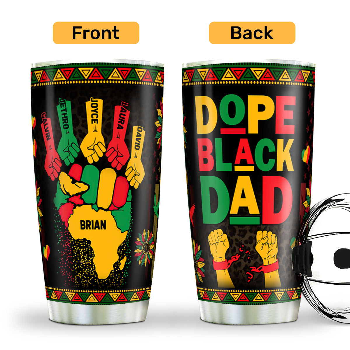 Dope Black Dad - Personalized Stainless Steel Tumbler