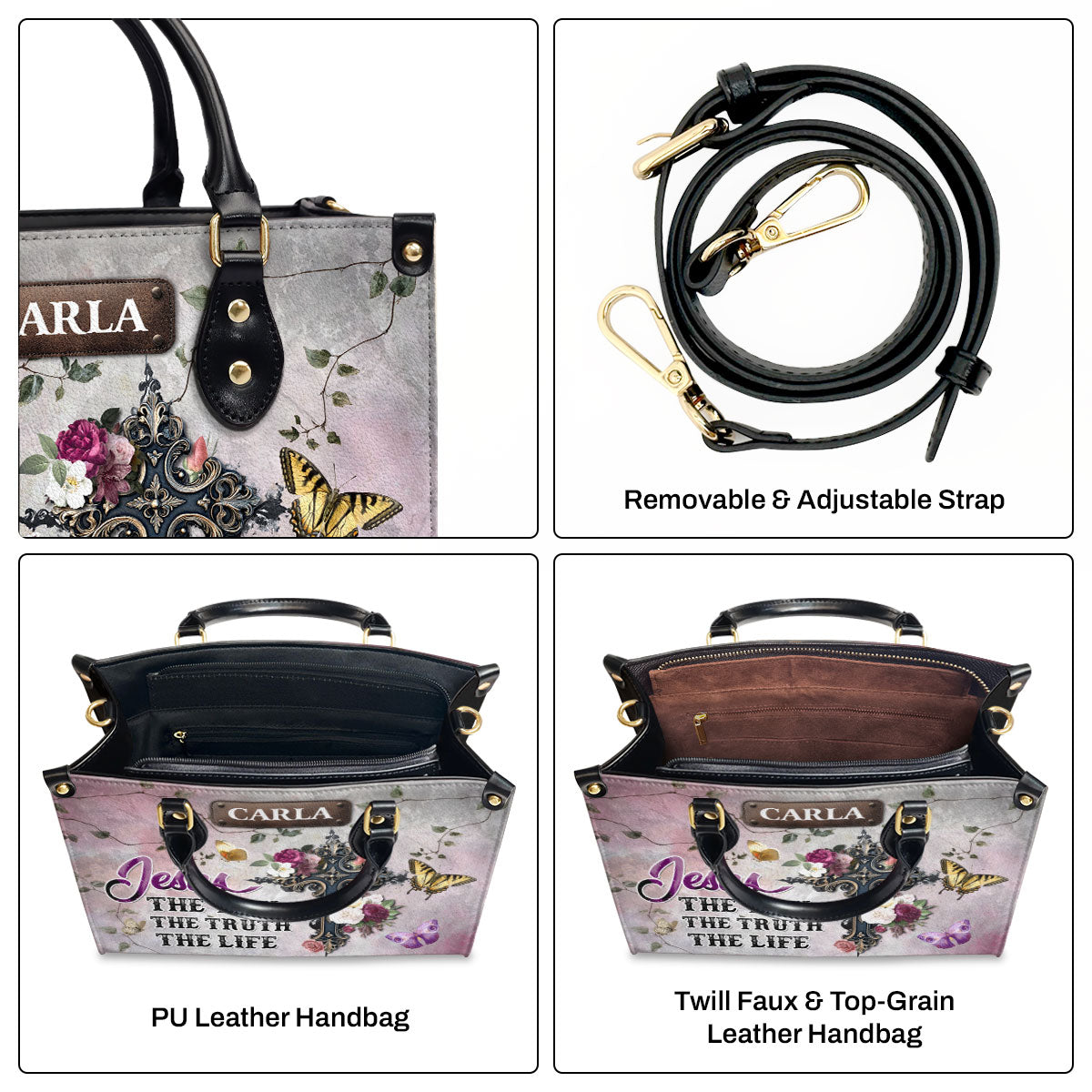 Jesus The Way The Truth The Life - Personalized Leather Handbag SBLHBLHA2310D