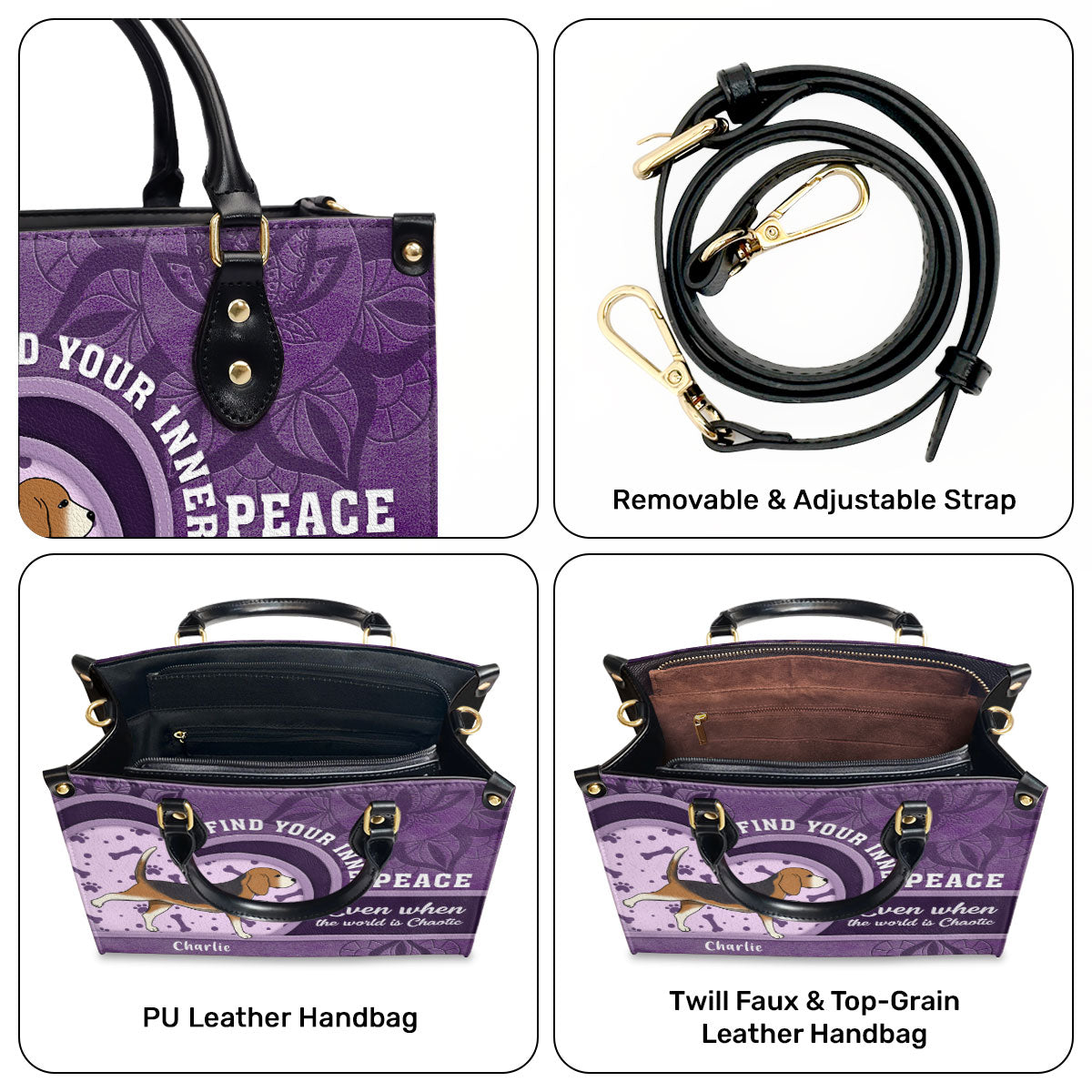 Find Your Inner Peace - Personalized Leather Hand Bag SBLHBHA26