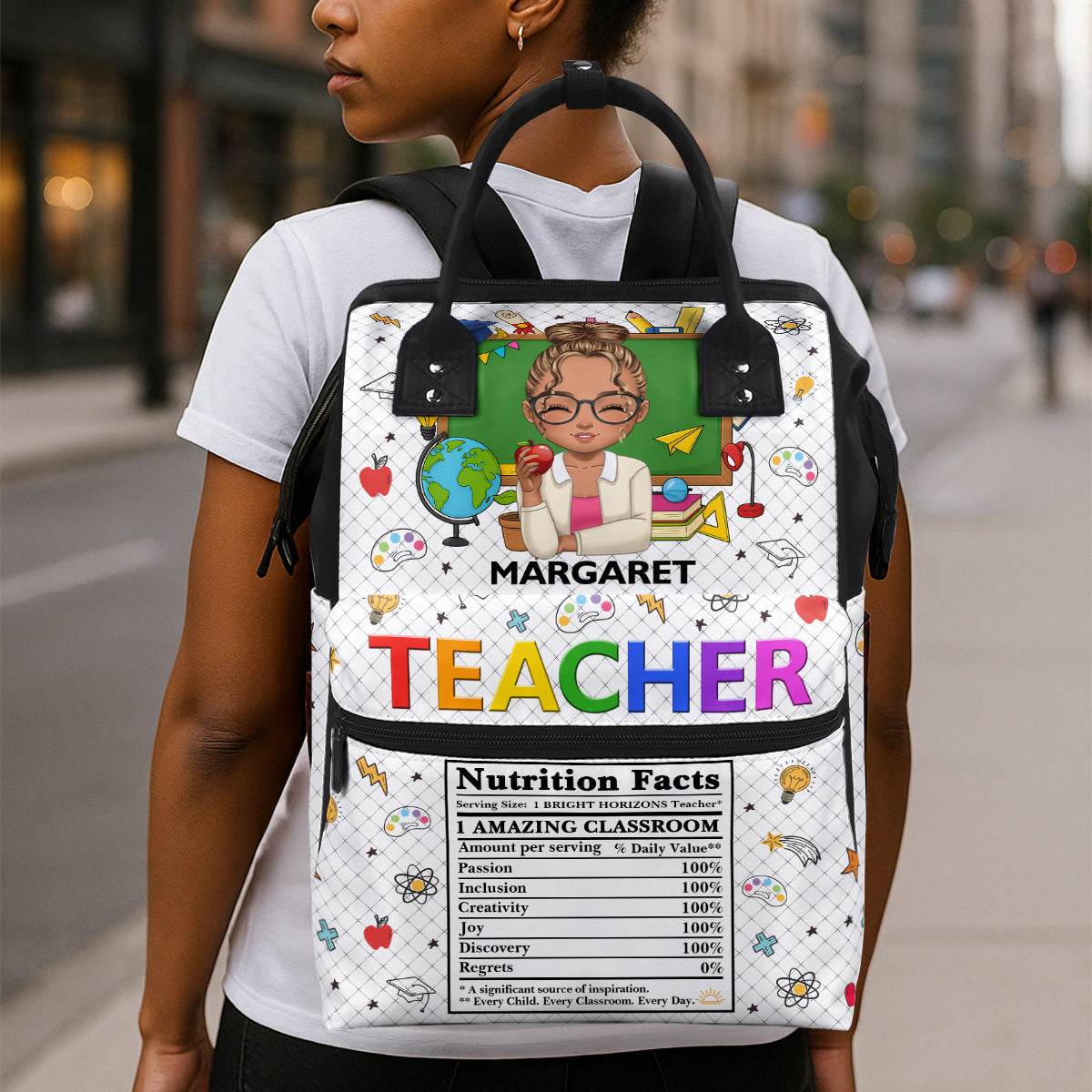 Teacher Nutrition Facts - Personalized Duckbilled Backpack