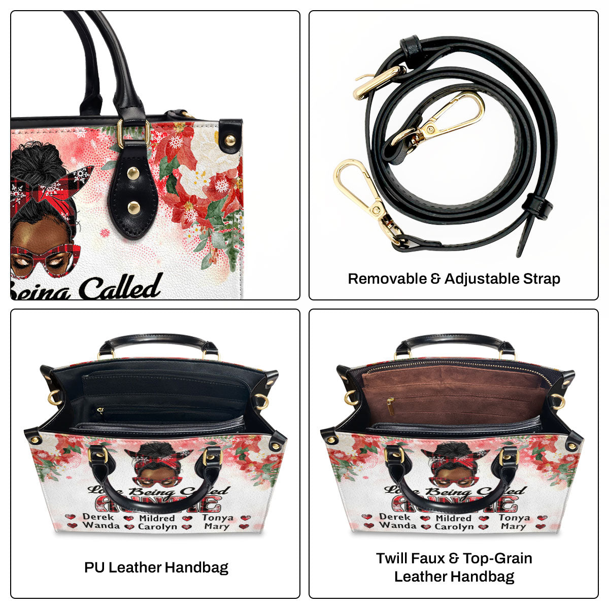 Love Being Called Autie/Mom/Grandma - Personalized Leather Handbag SBLHBLM2124L