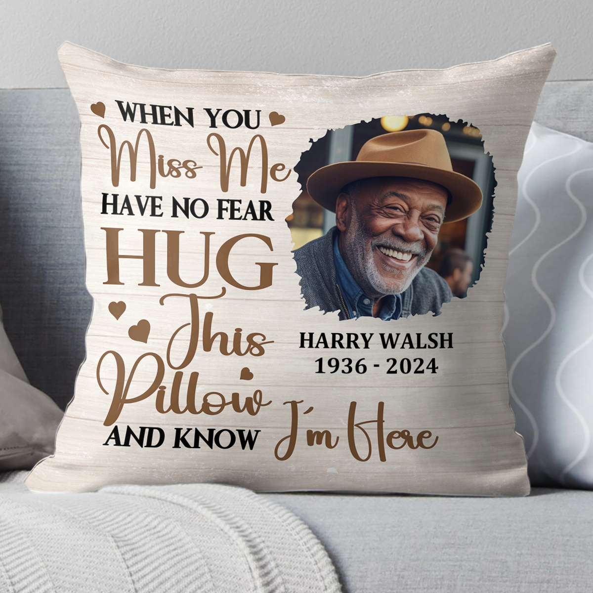 When You Miss Me Have No Fear - Personalized Crystal Velvet Pillow