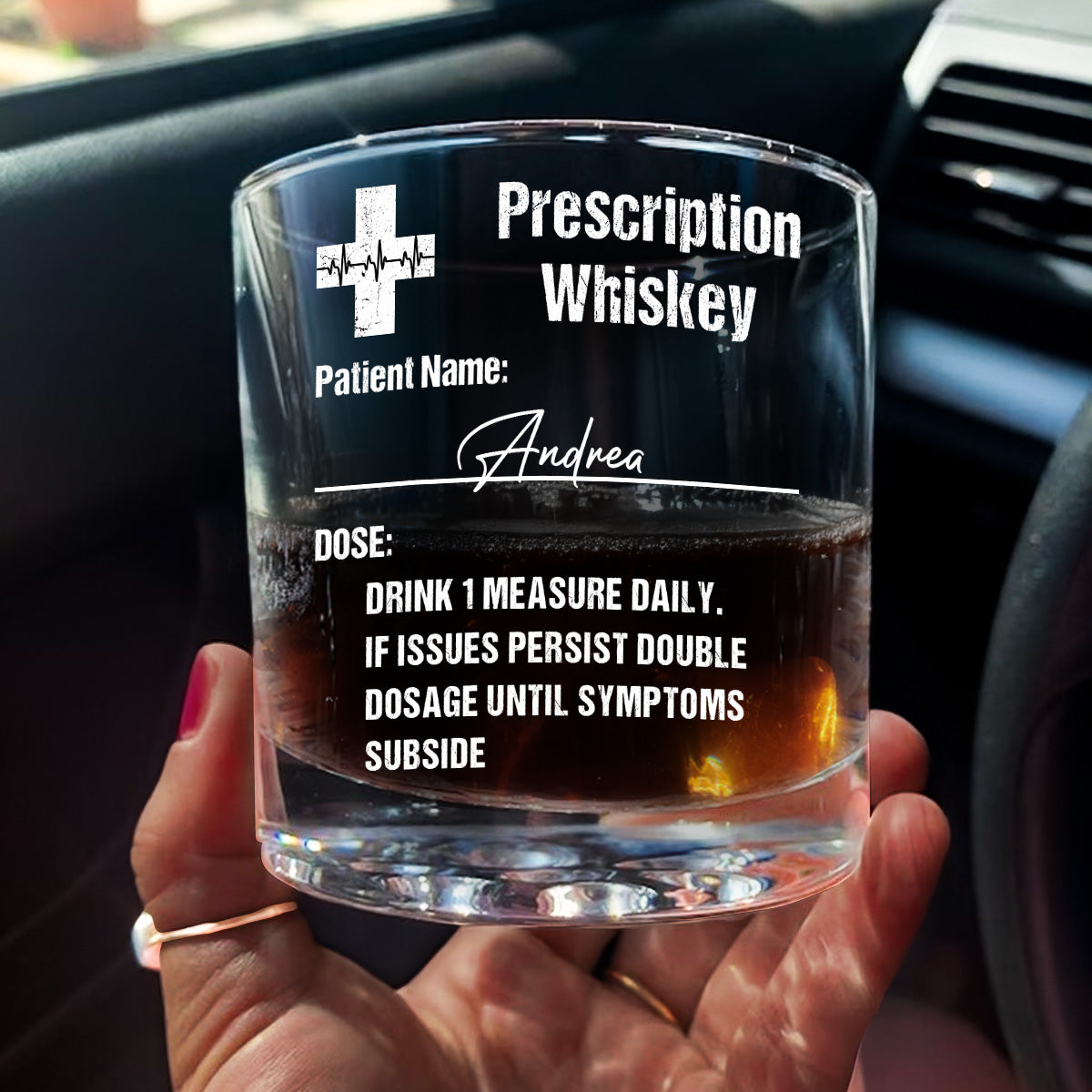 Prescription Whisky - Personalized Round Whiskey Glass