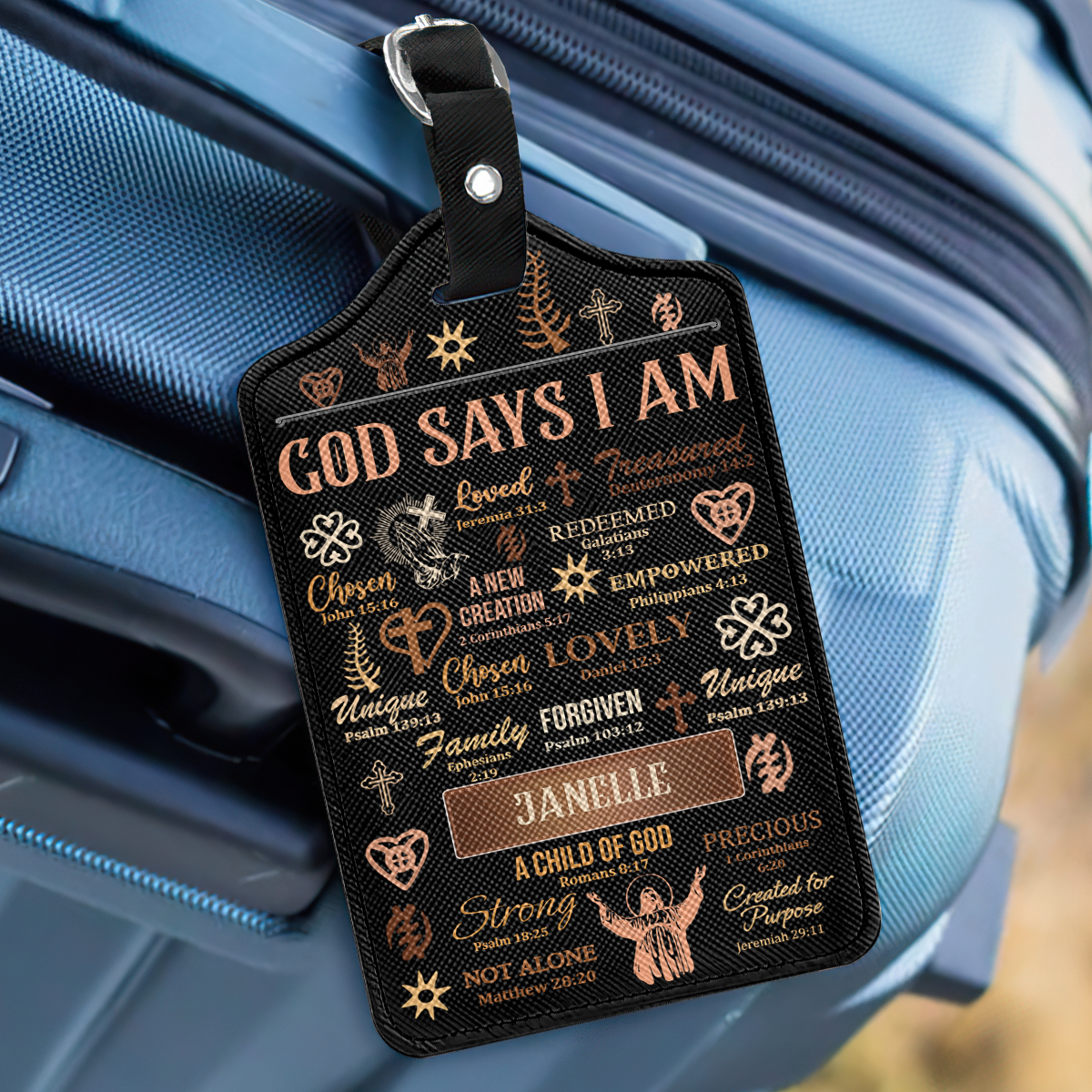 God Says I Am - Personalized Luggage Tag