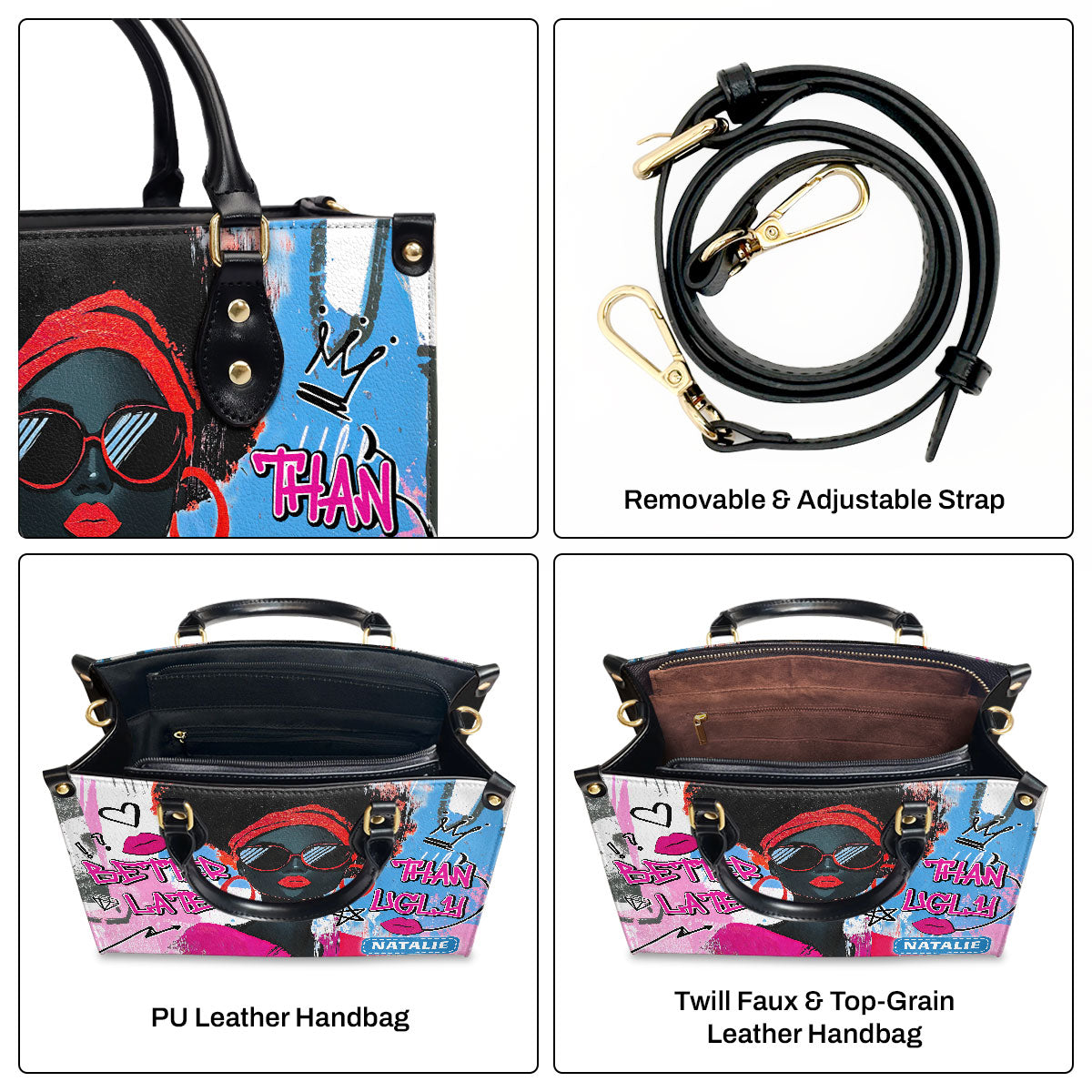 Better Late Than Ugly - Personalized Leather Handbag SBLHBLN2395L