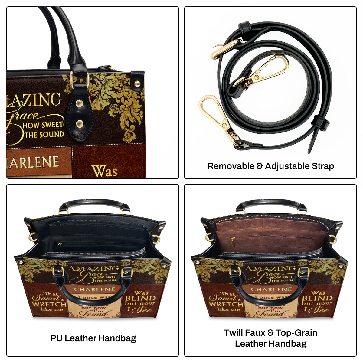 Amazing Grace - Personalized Leather Handbag