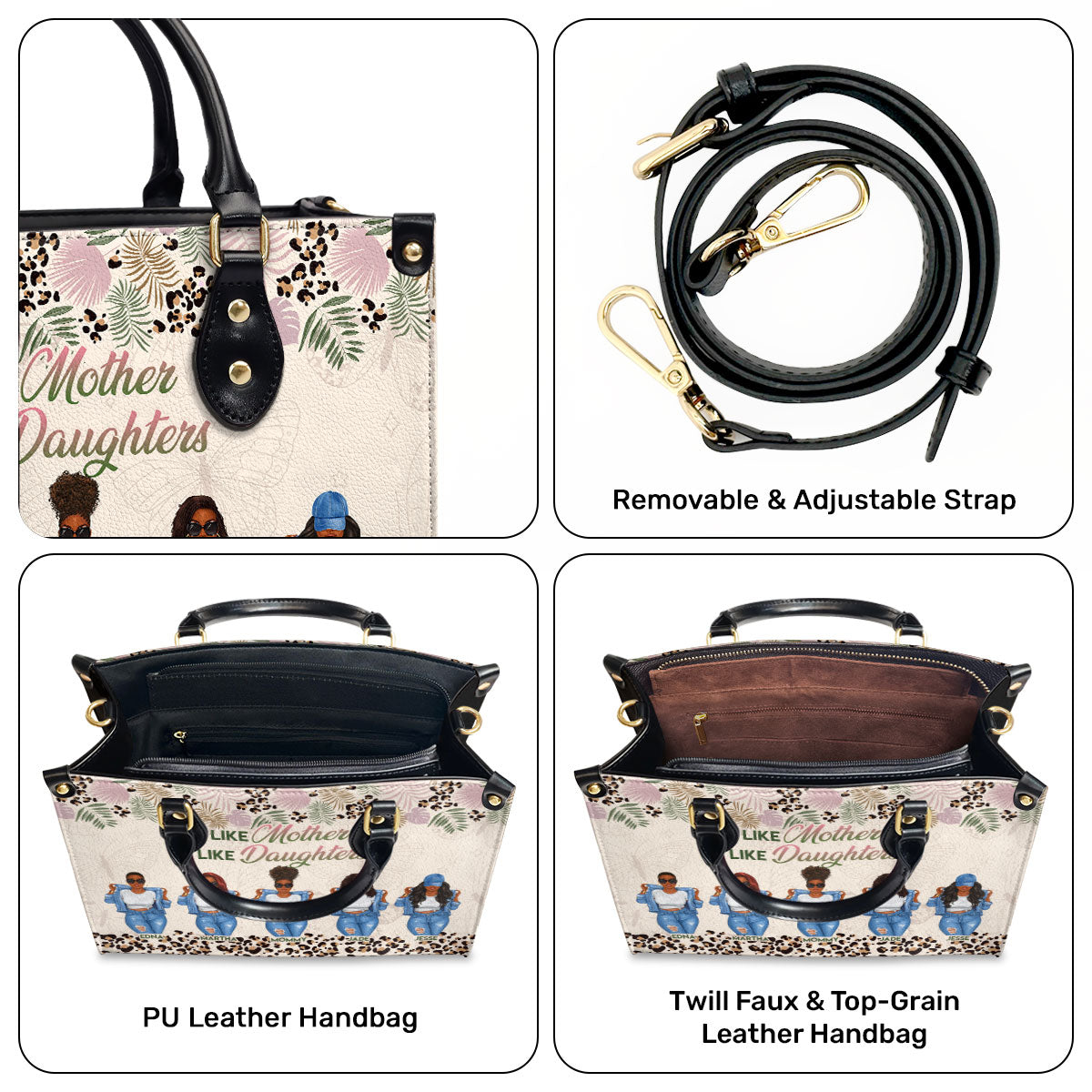 Like Mother Like Daughters - Personalized Leather Handbag SBLHBLN1401L
