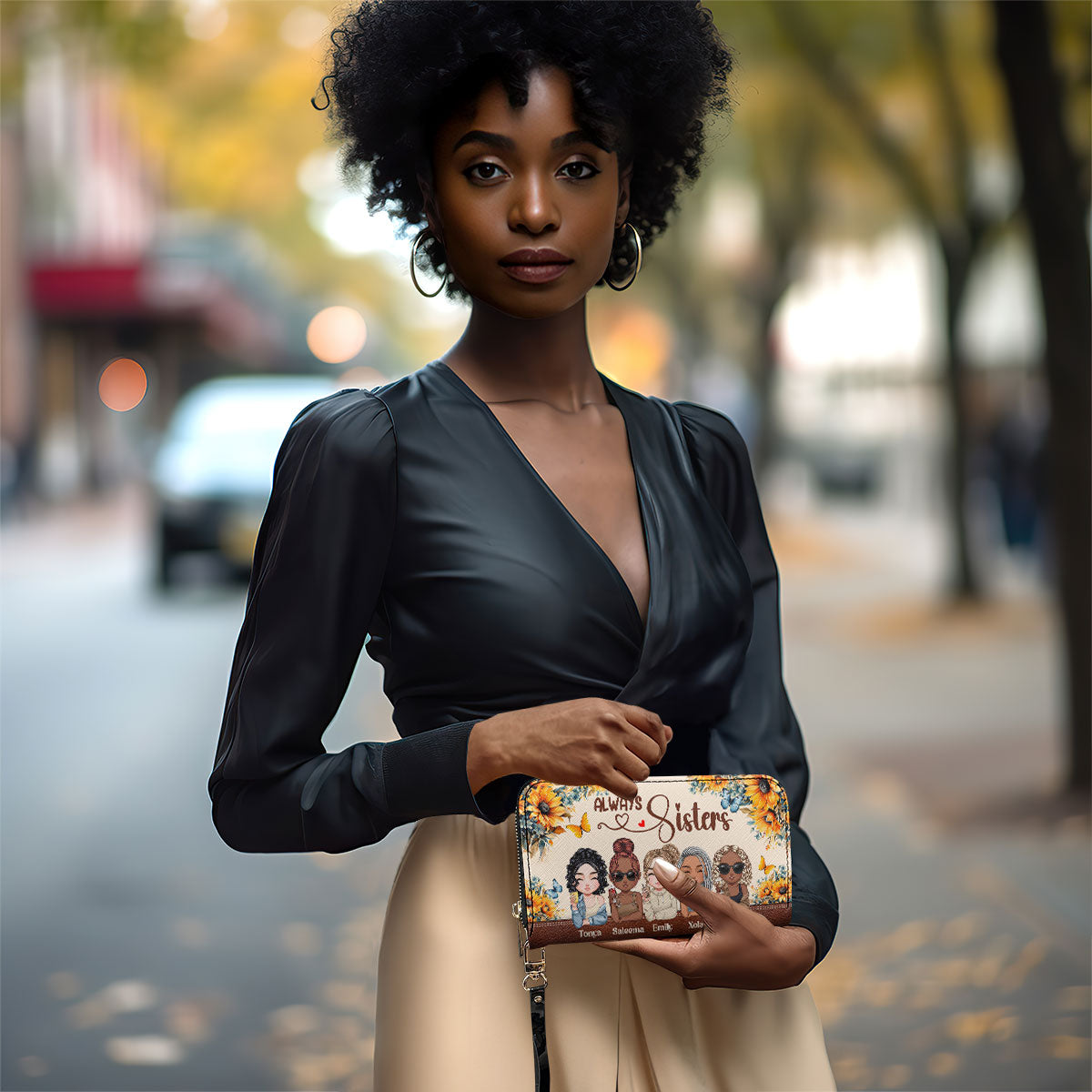 Sisters Forever - Personalized Leather Clutch Purse SBCPLM2207L