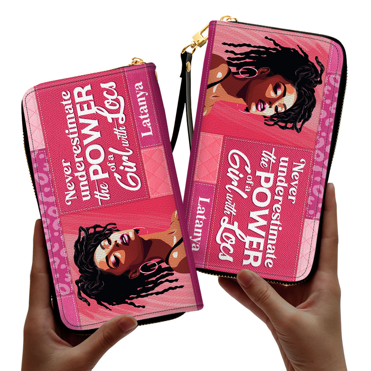 Power Of A Girl With Locs - Personalized Leather Clutch Purse STB86
