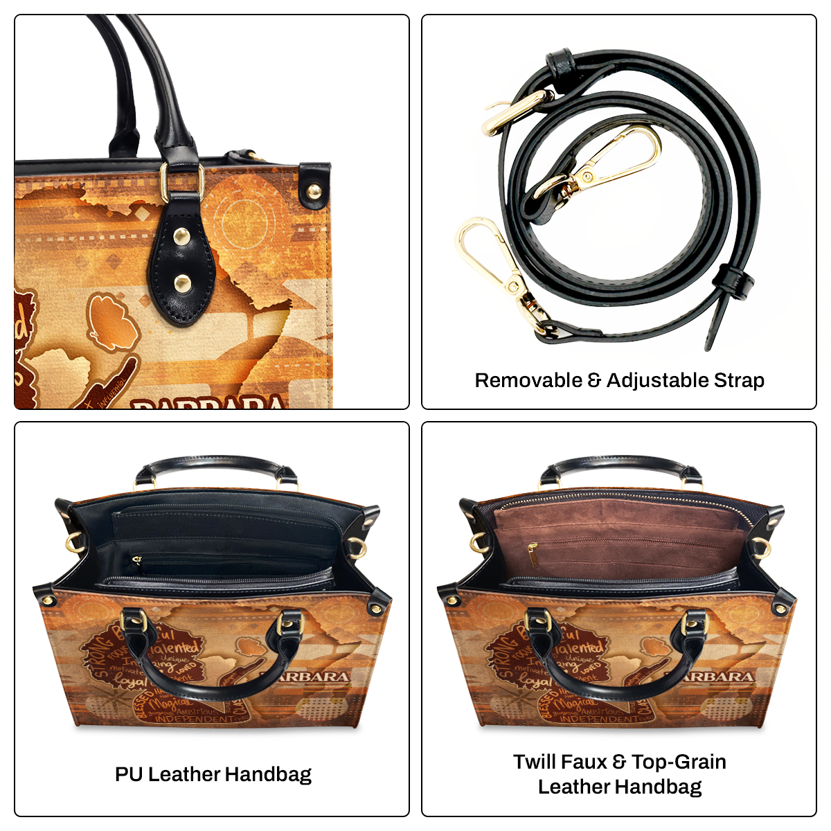 Strong Beautiful Proud Girl - Personalized Leather Handbag SBLHBLM2475D