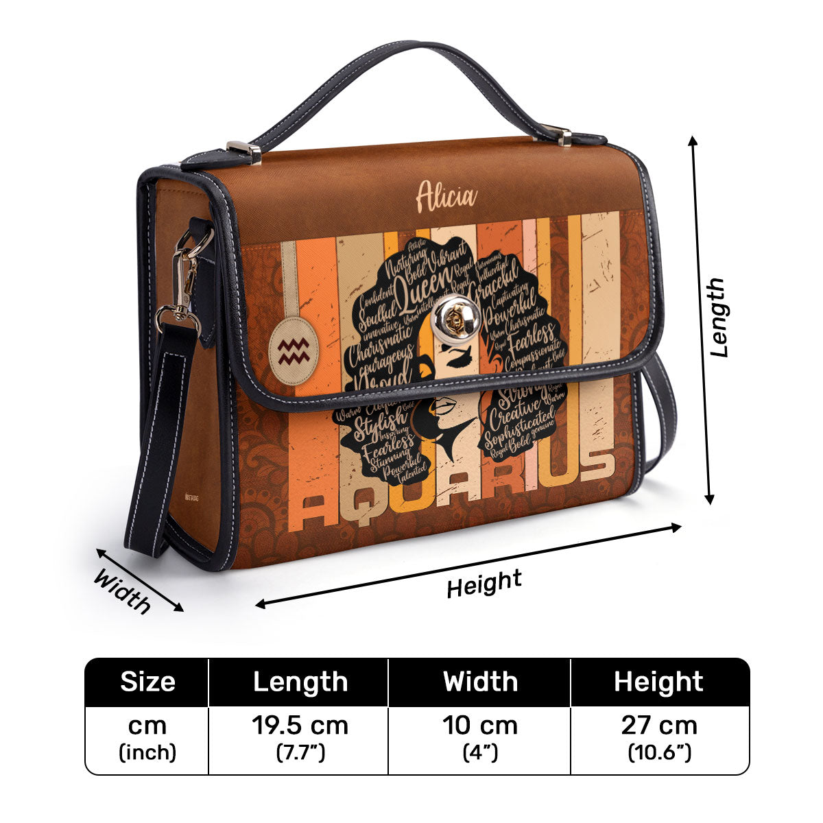 Horoscope - Personalized Leather Satchel Bag STB156