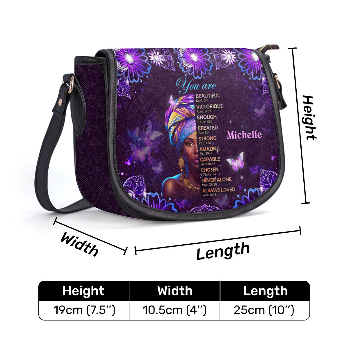 God Says You Are- Personalized Leather Saddle Cross Body Bag MB32