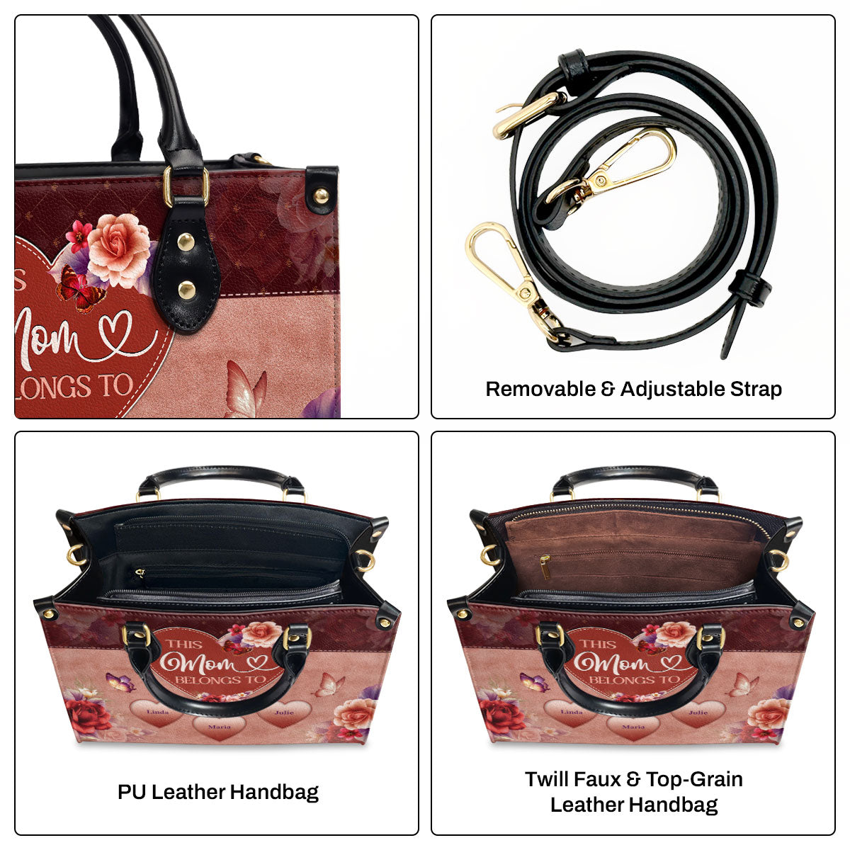 This Mom/Grandma Belongs To - Personalized Leather Handbag MB81