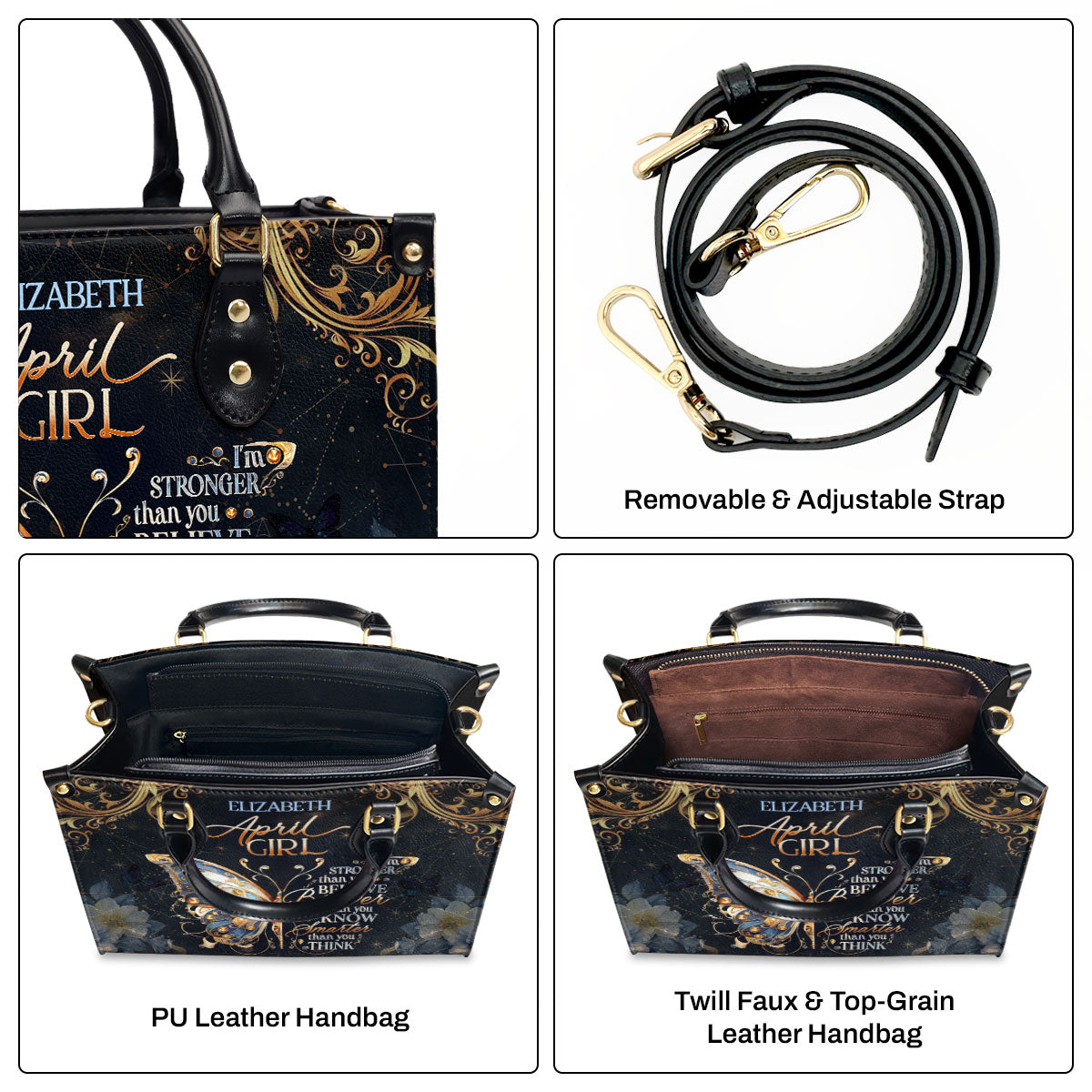 Month Girl - Stronger Than You Believe - Personalized Leather Handbag MB91