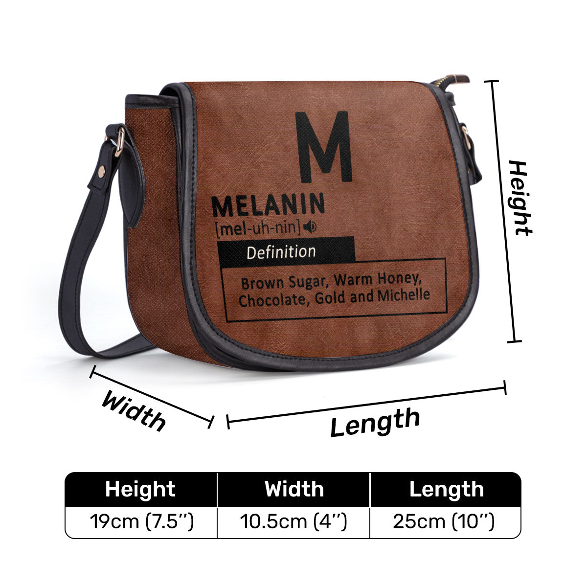 Black Girl & Melanin - I Am A Fierce Spirit- Personalized Leather Saddle Cross Body Bag MB29