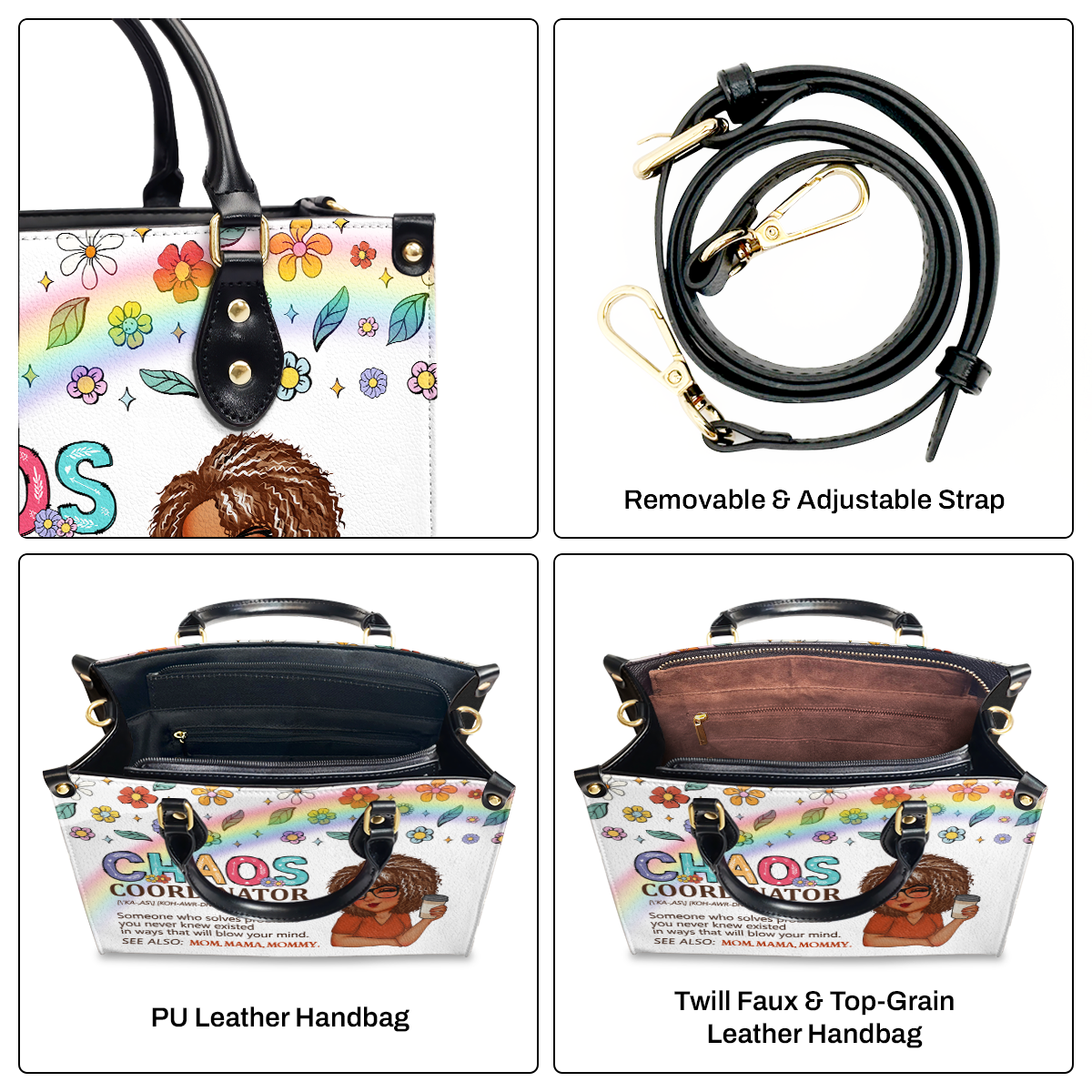 Mom Grandma Chaos Coordinator - Personalized Leather Handbag SBLHBLM2240D