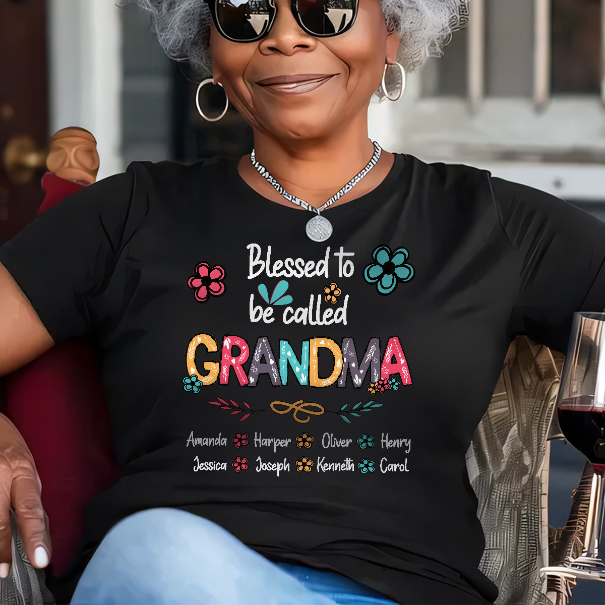 Blessed To Be Called Grandma - Personalized 2D Unisex T-shirt