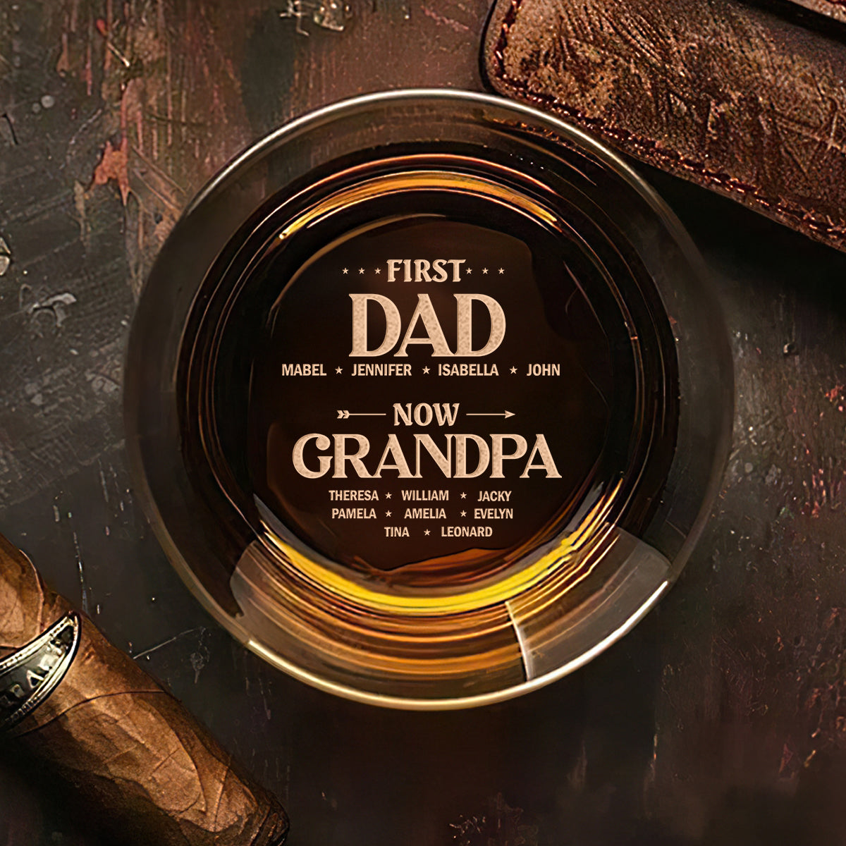First Dad Now Papa - Personalized Engraved Whiskey Glass
