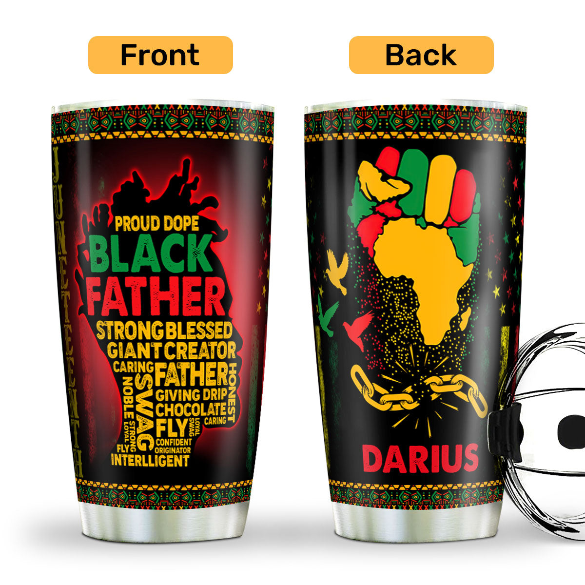 Proud Black Father - Personalized Stainless Steel Tumbler