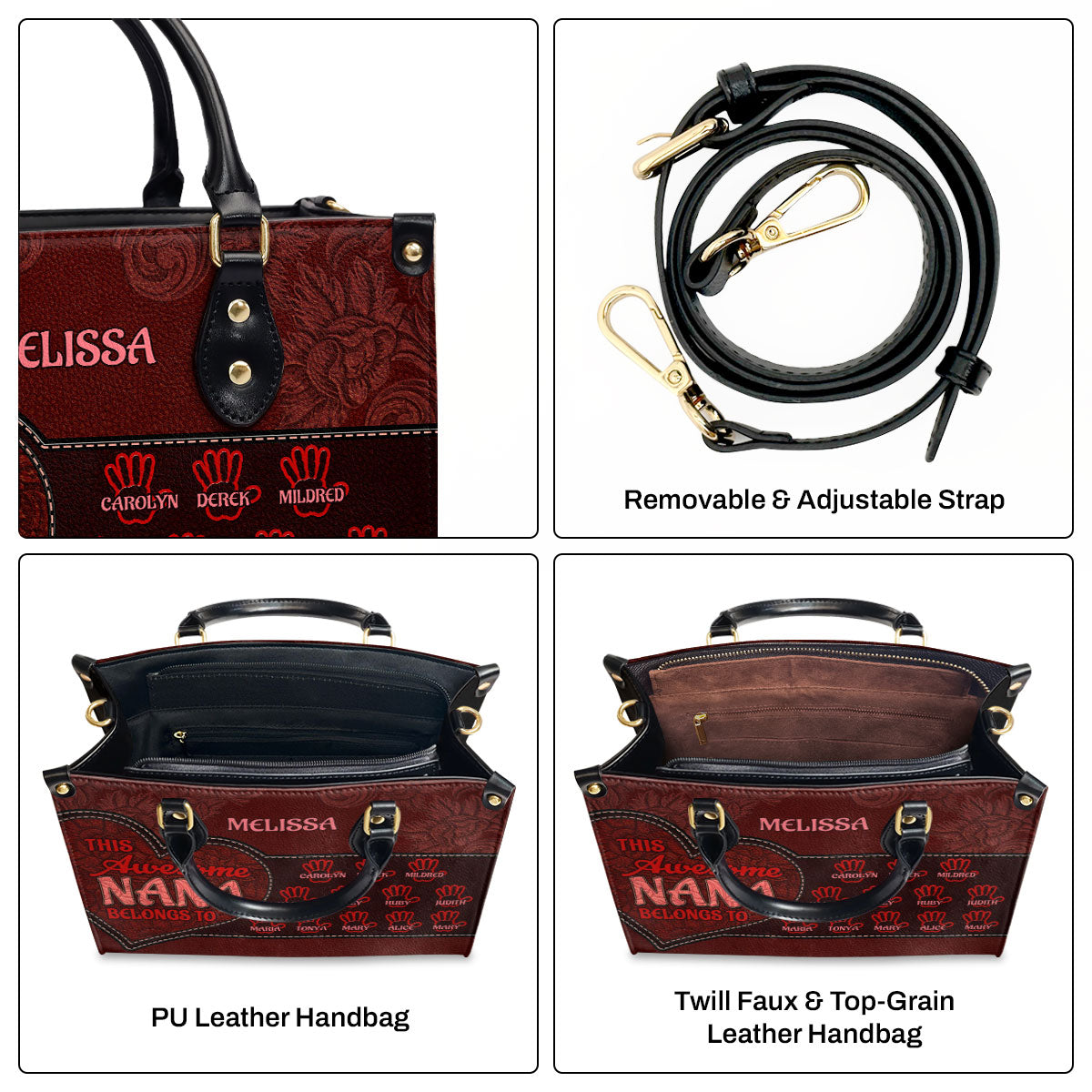 This Awesome Nana Belongs To - Personalized Leather Handbag MB100