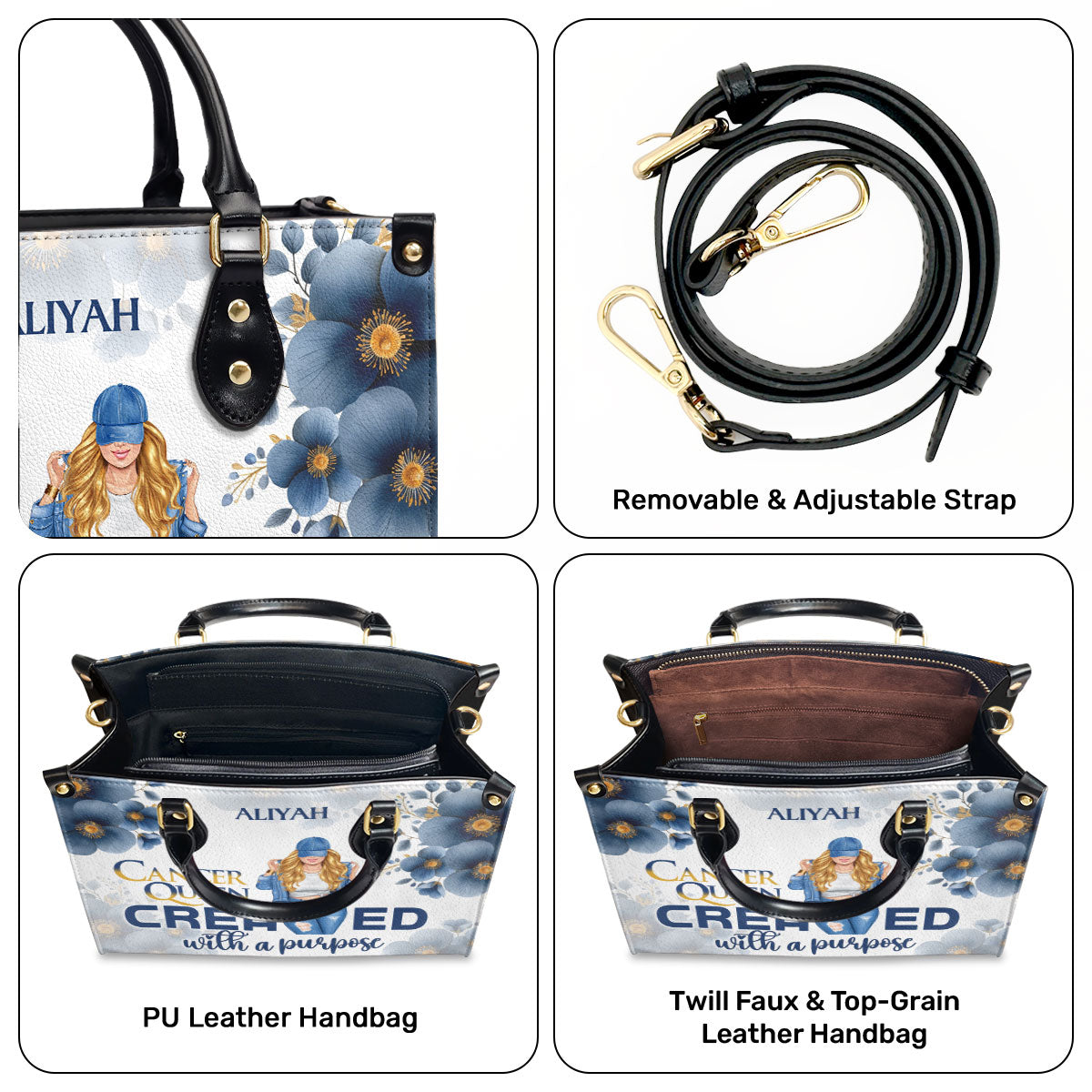 Horoscope Queen Created With A Purpose - Personalized Leather Handbag STB215
