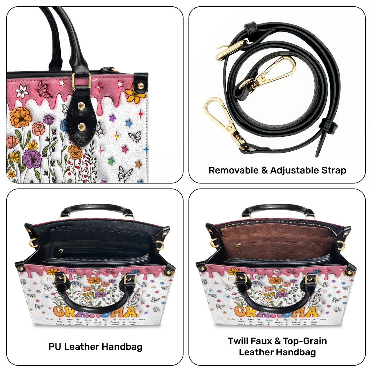 Grandma - Personalized Leather Handbag STB224