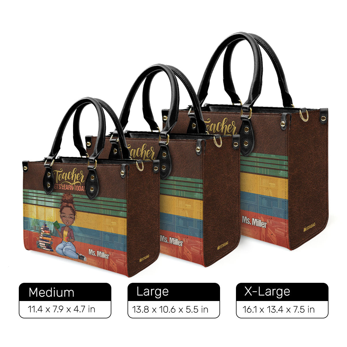 Teacher Let's Learn Today - Personalized Leather Handbag SBLHBLM1000D