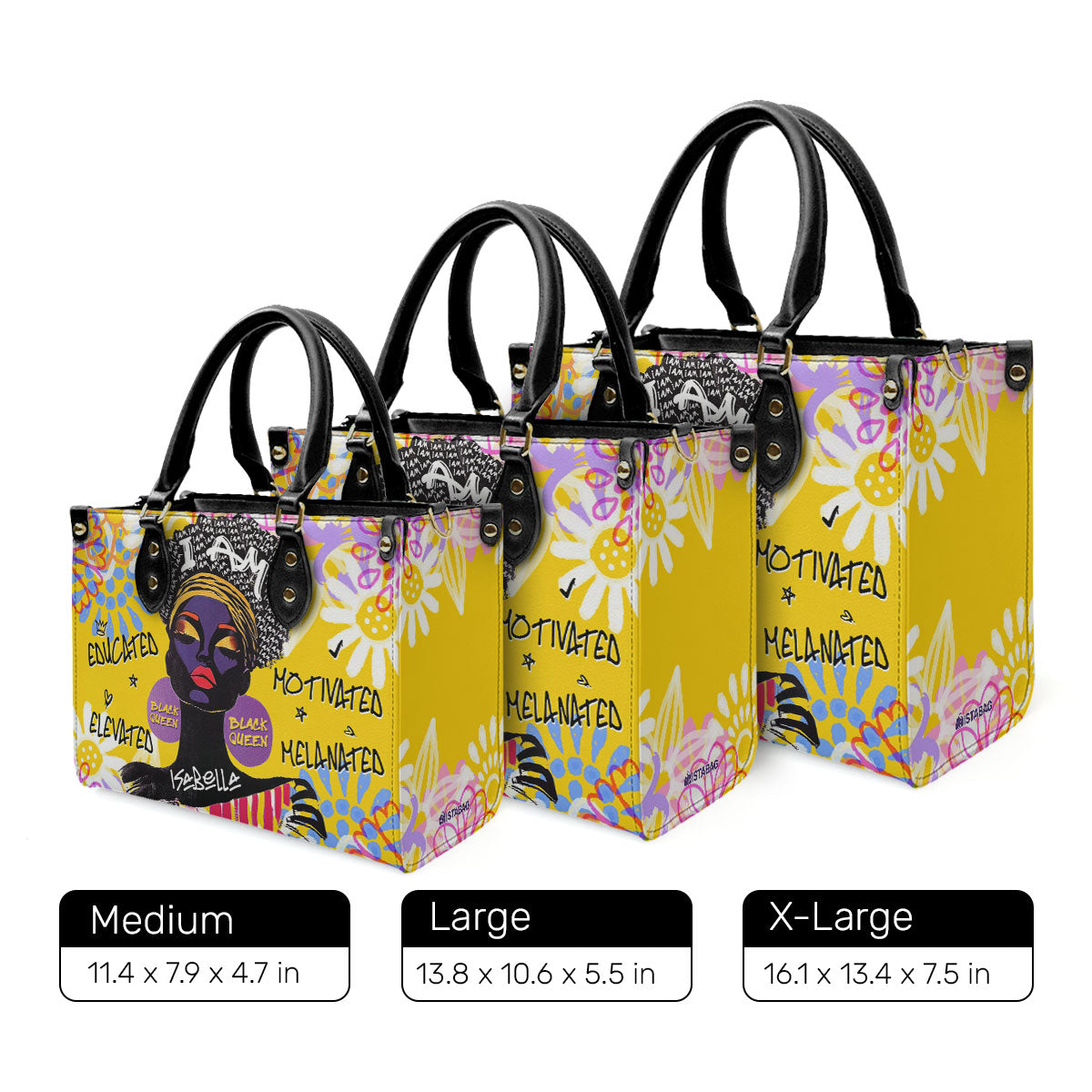 I Am Melanated - Personalized Leather Handbag SBLHBLL2398M