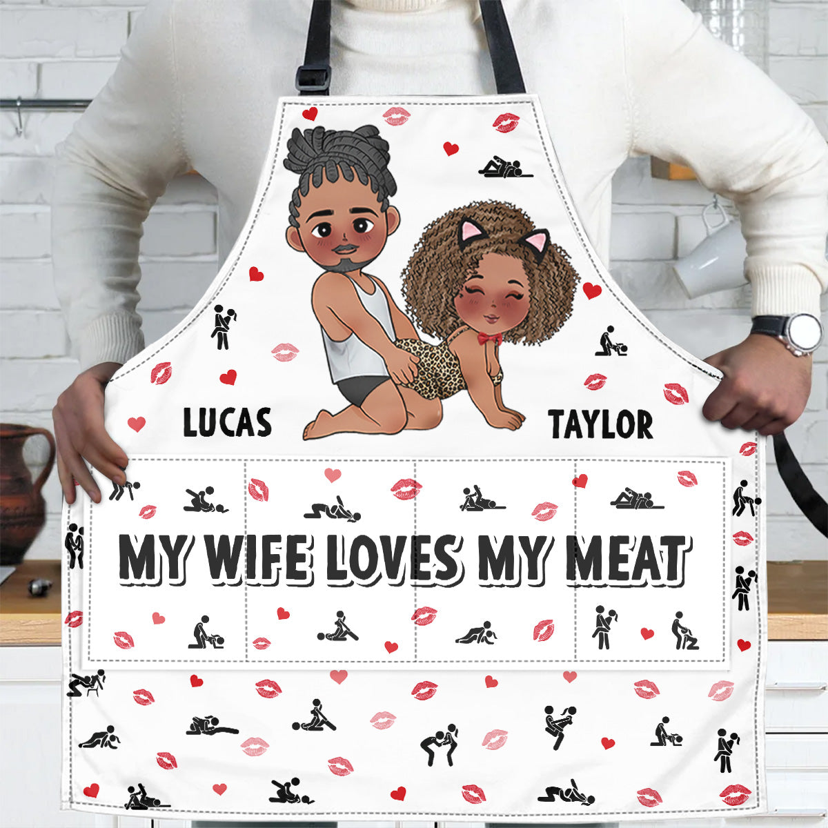 My Wife Loves My Meat - Personalized Apron With Packet