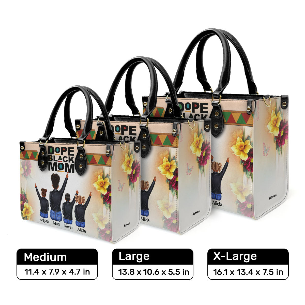 Dope Black Mom - Personalized Leather Handbag STB208