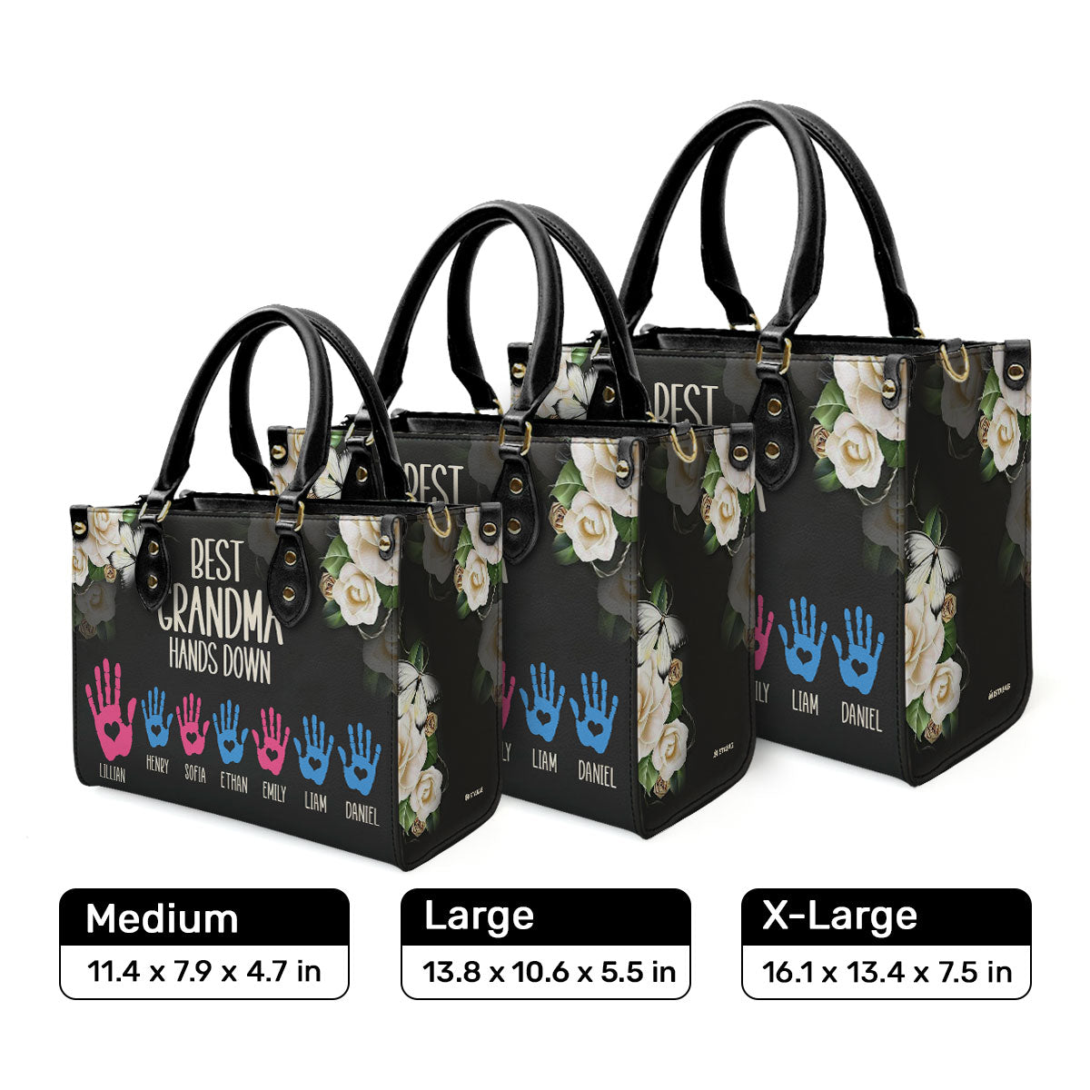 Best Grandma Hands down - Personalized Leather Handbag STB111