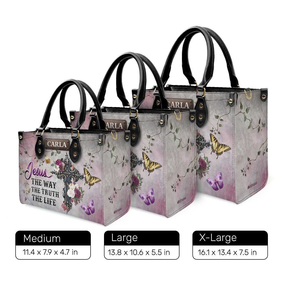 Jesus The Way The Truth The Life - Personalized Leather Handbag SBLHBLHA2310D
