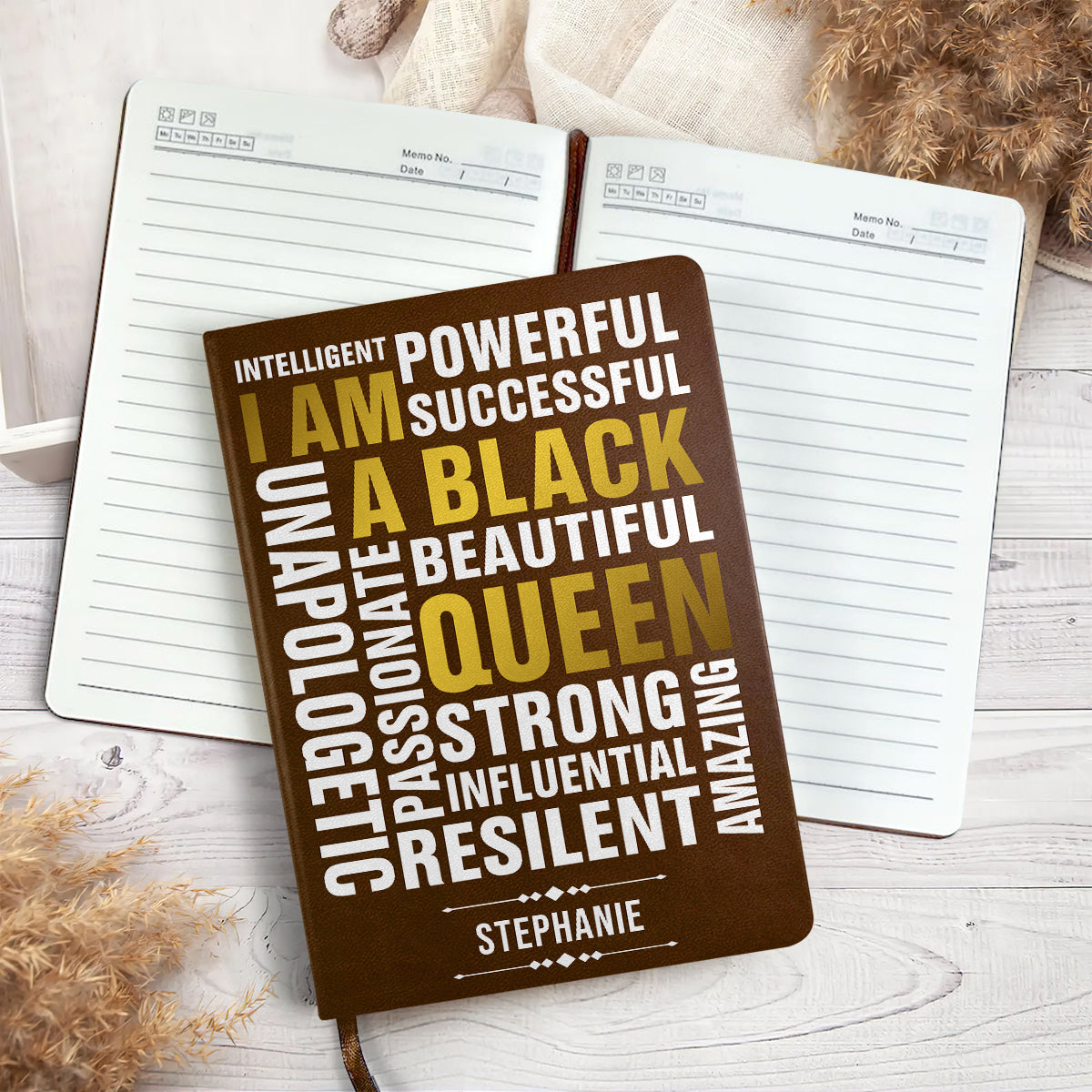 I Am A Black Queen - Personalized Leather Cover Notebook