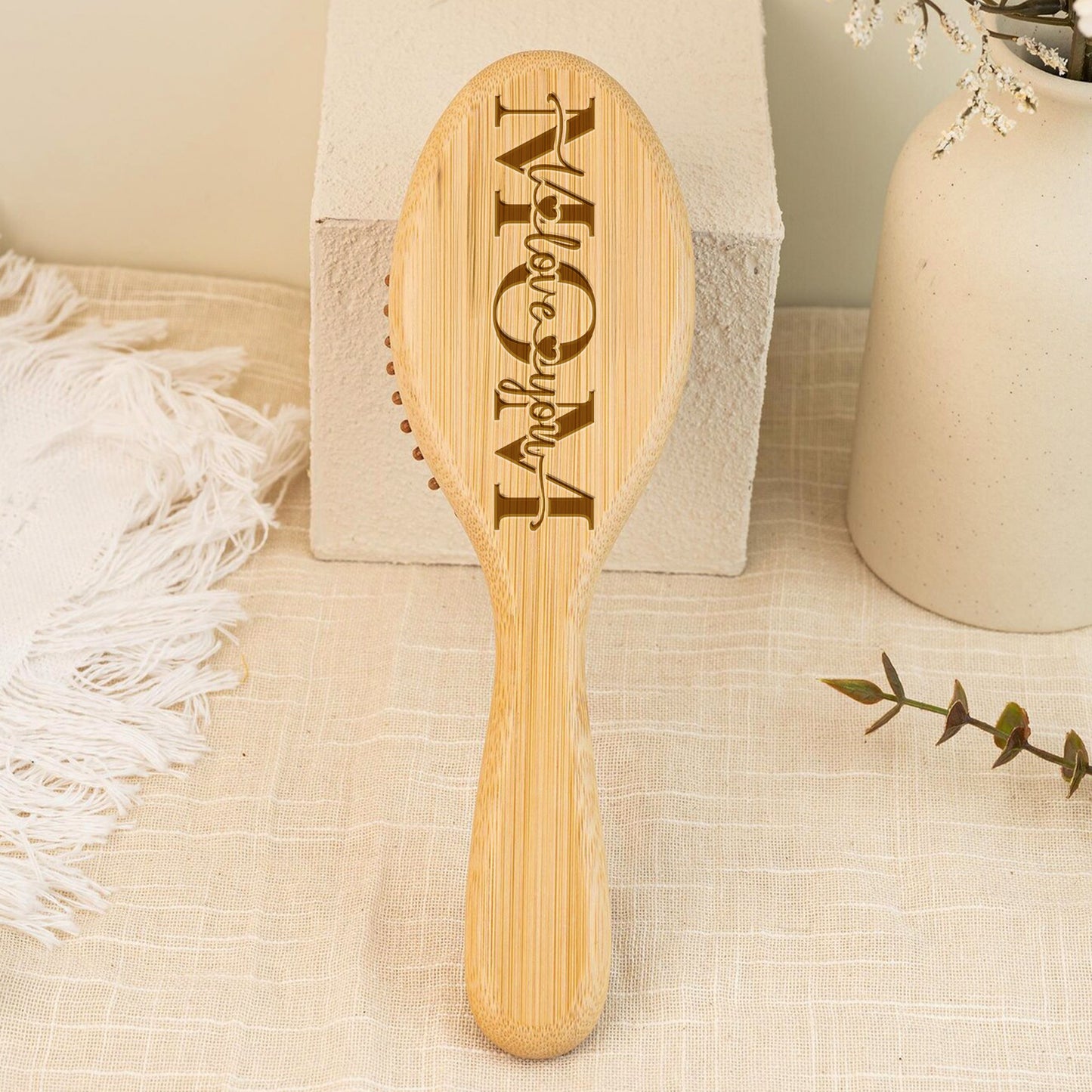 Mom, We Love You - Personalized Engraving Paddle Brush