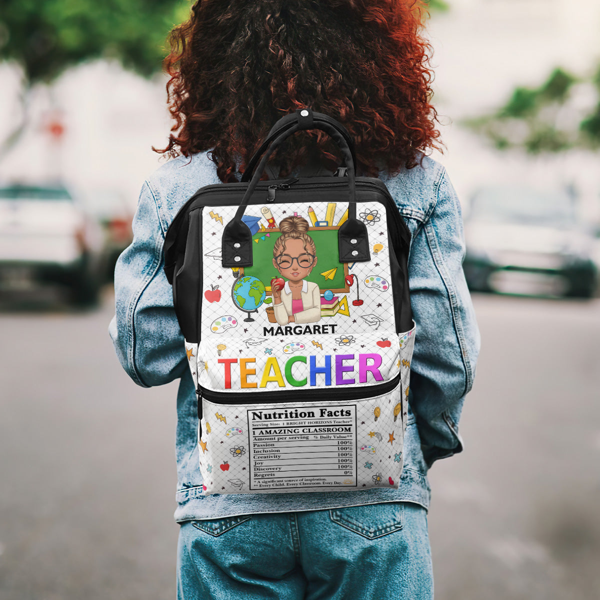 Teacher Nutrition Facts - Personalized Duckbilled Backpack
