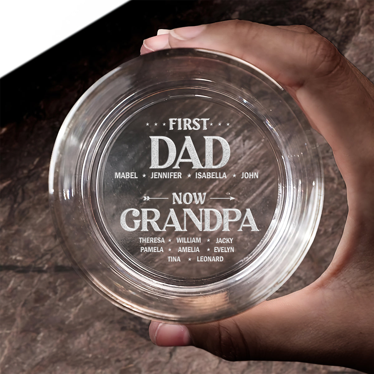 First Dad Now Papa - Personalized Engraved Whiskey Glass