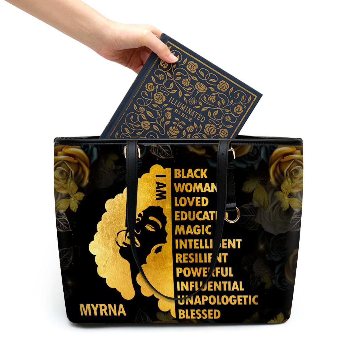 I Am Black - Personalized Leather Totebag STB05