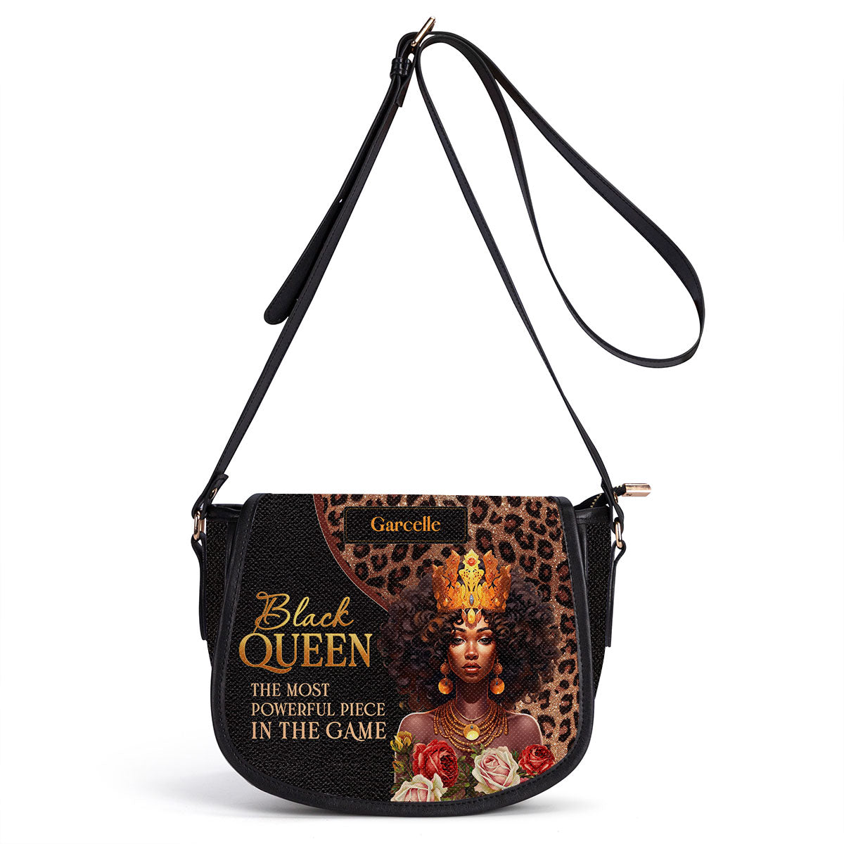 Black Queen is Powerfu- Personalized Leather Saddle Cross Body Bag MB24