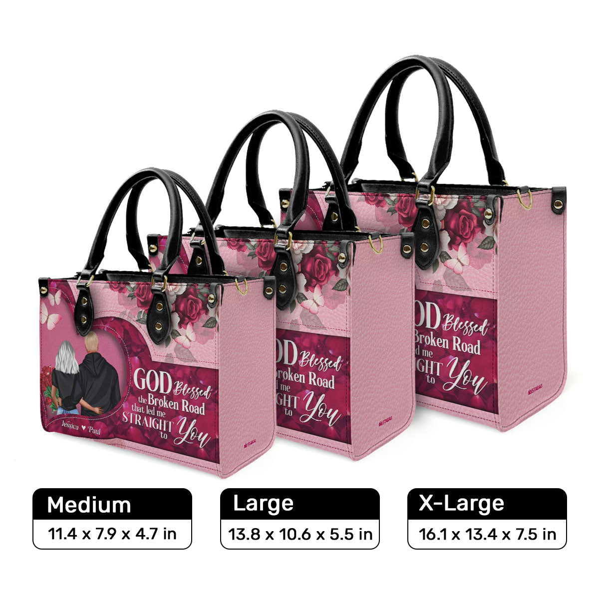 God Blessed The Broken Road That Led Me Straight To You - Personalized Leather Handbag SBLHBLPA1036L