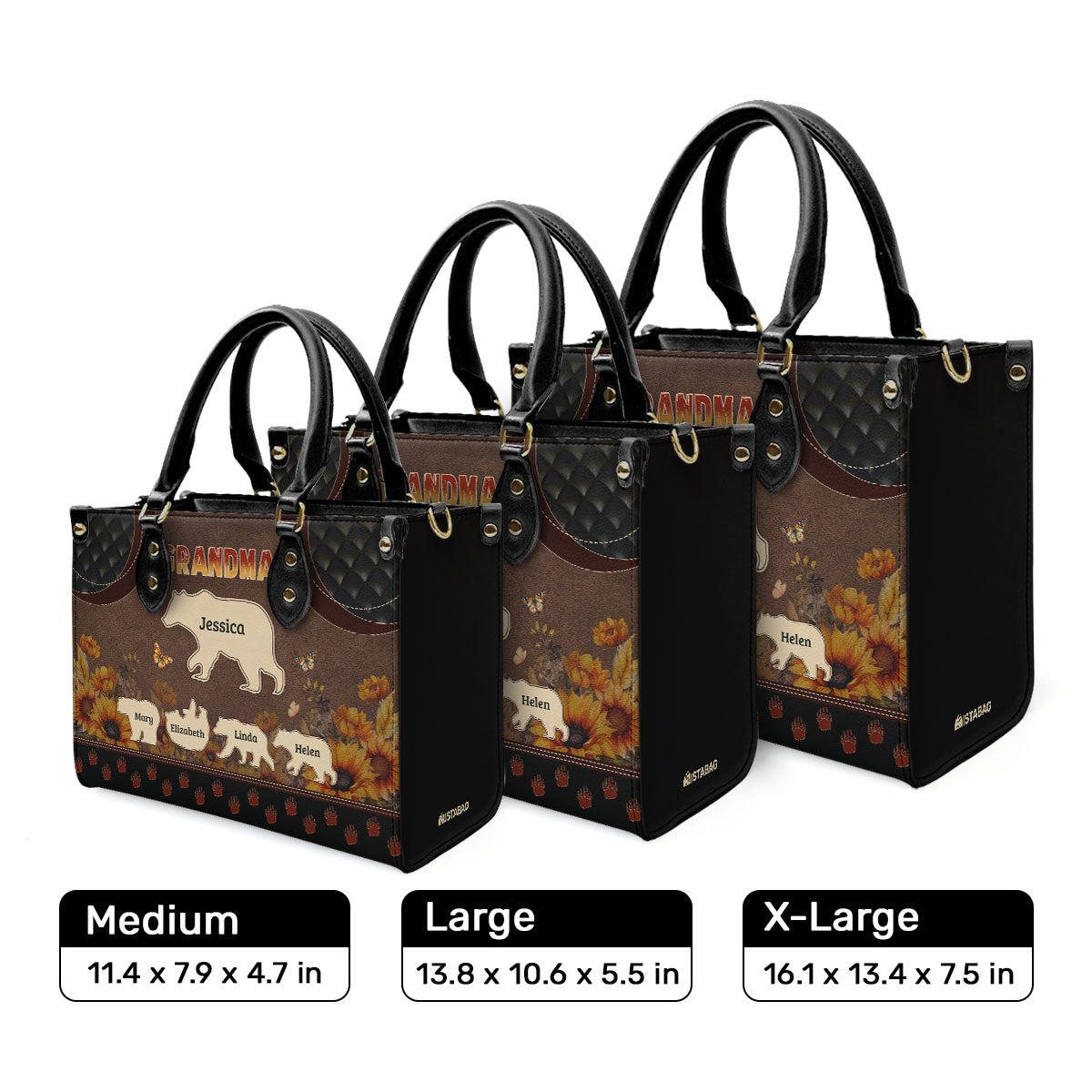Mama/Mother Bear - Personalized Leather Handbag MB76