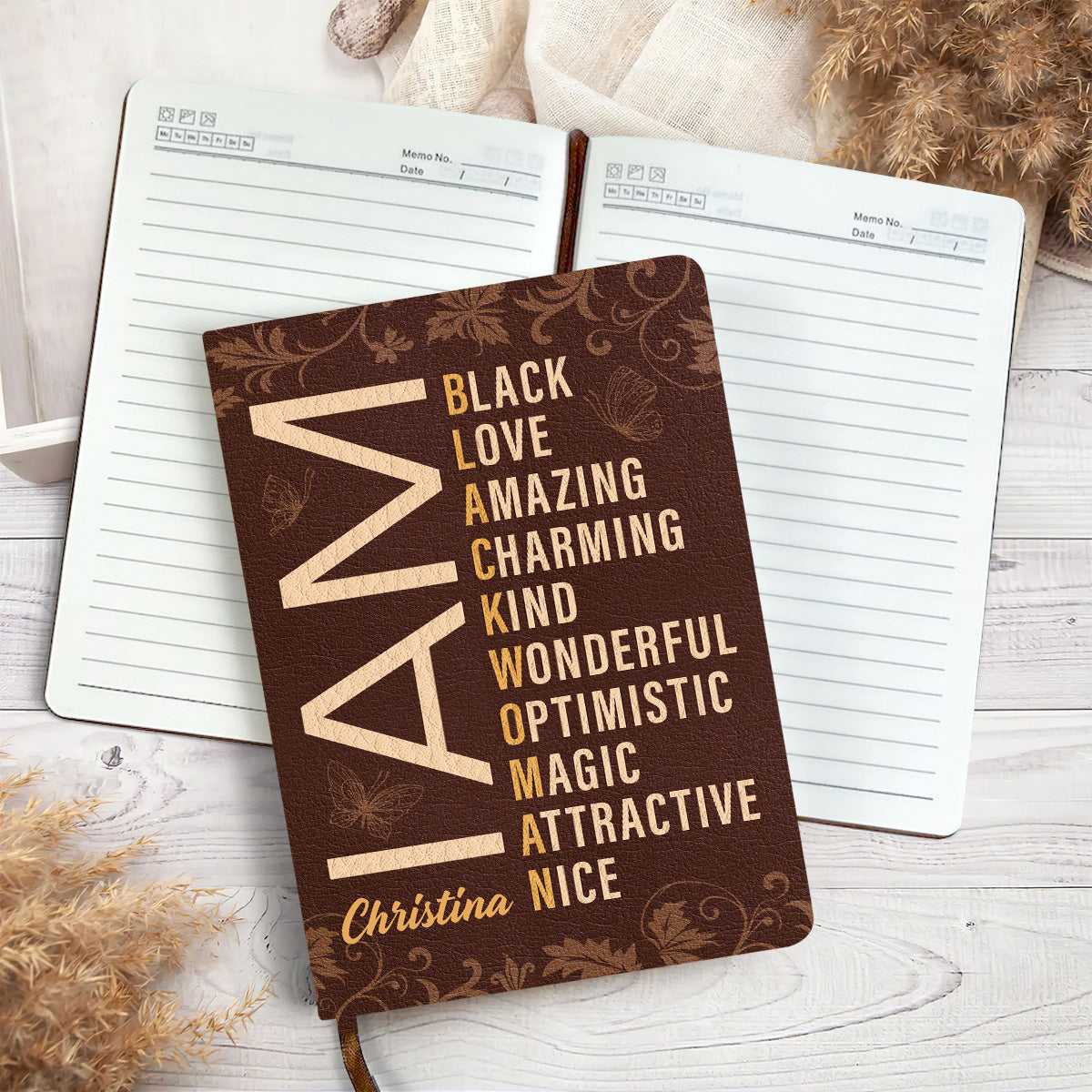 I Am Black Woman - Personalized Leather Cover Notebook