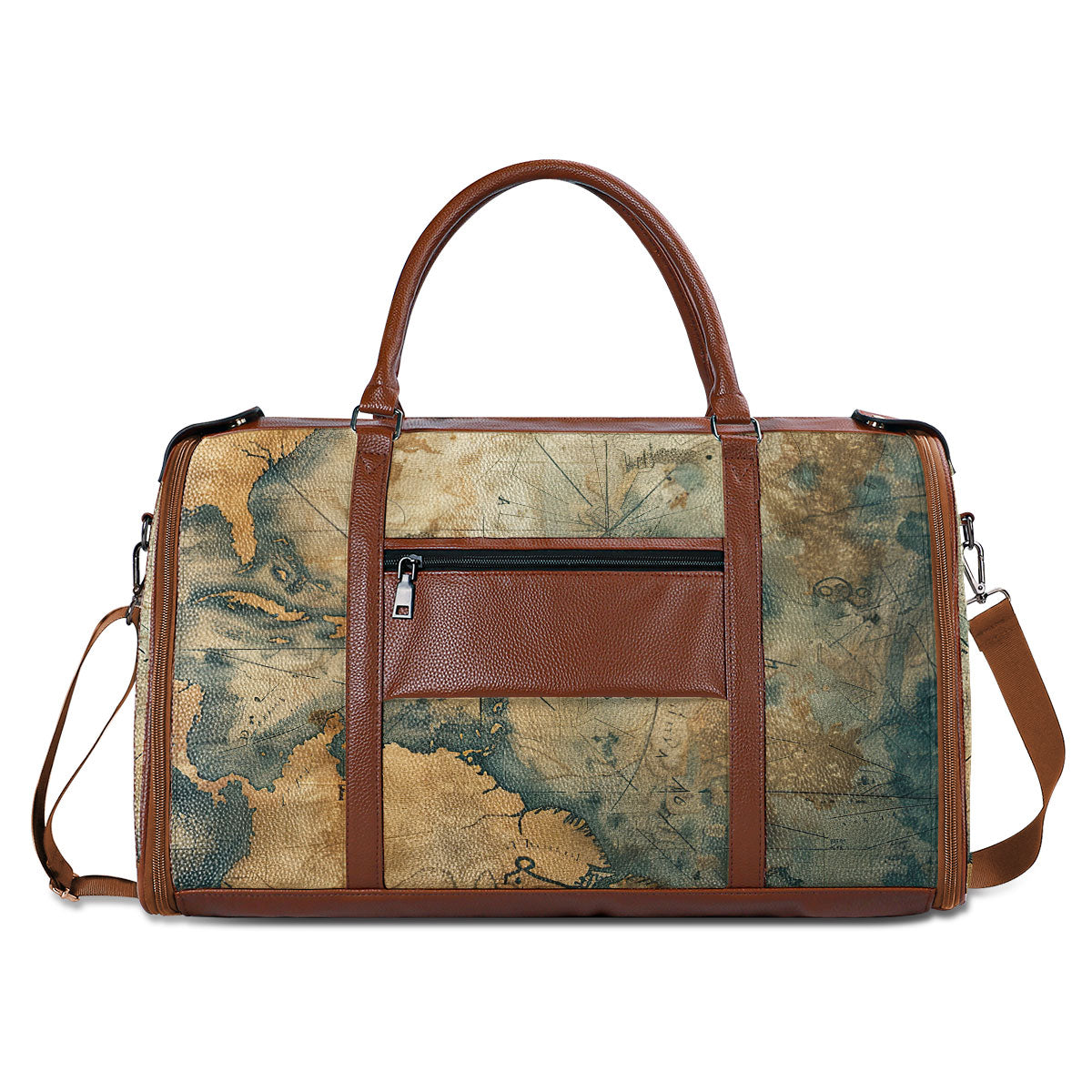 Travel Far Enough You Met Yourself - Personalized Leather Duffle Bag SBDBHA35