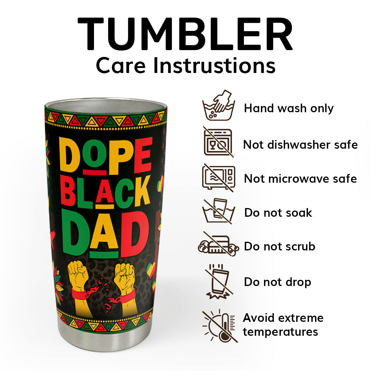Dope Black Dad - Personalized Stainless Steel Tumbler