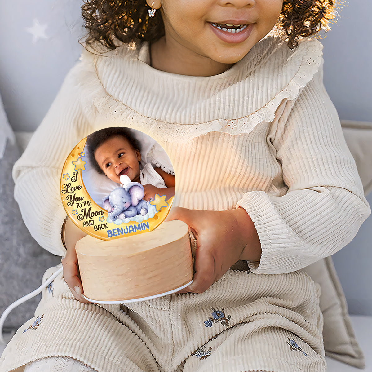 I Love You To The Moon And Back - Personalized Round Base LED Night Light