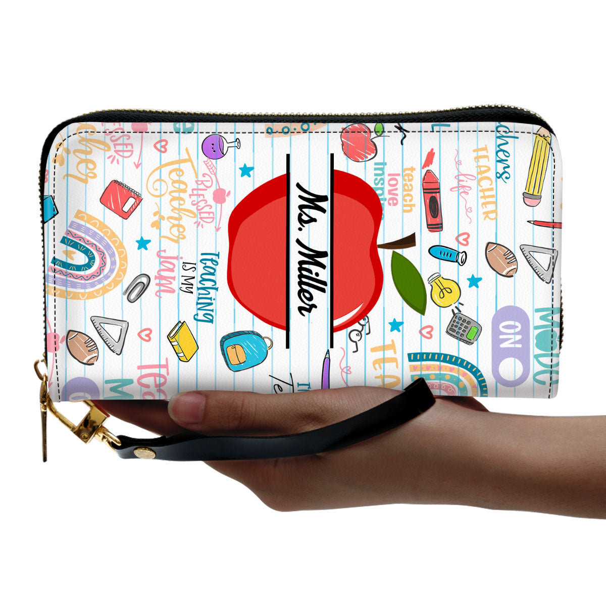 Teacher - Personalized Leather Clutch Purse SBCPLM1394L