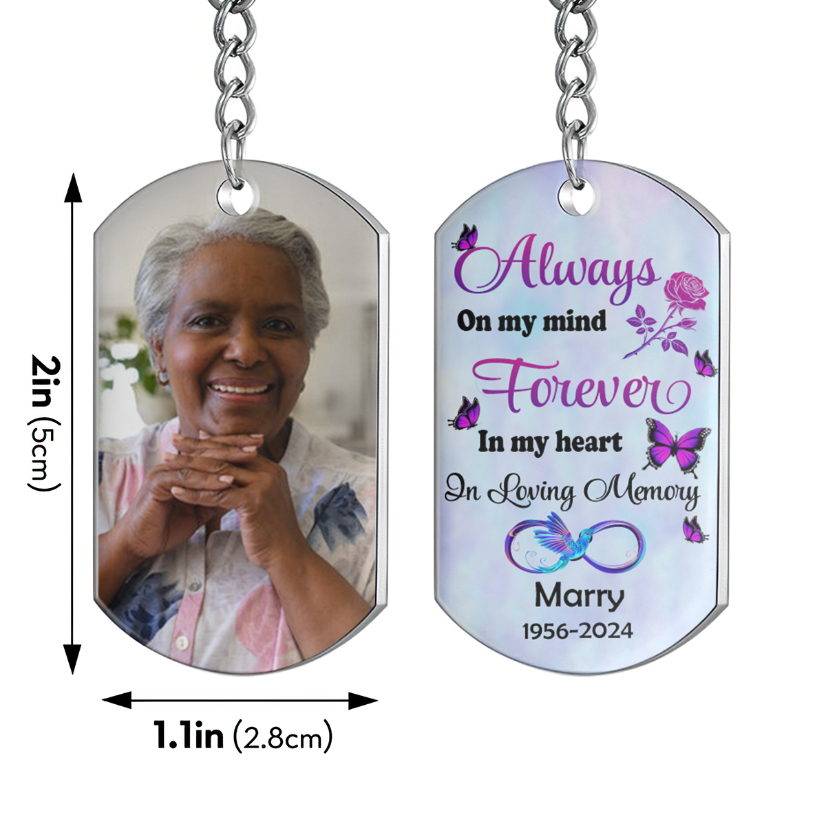 Always On My Mind Forever In My Heart - Personalized Stainless Steel Keychain