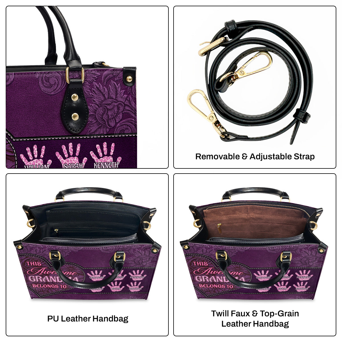 This Awesome Grandma Belongs To - Personalized Leather Handbag