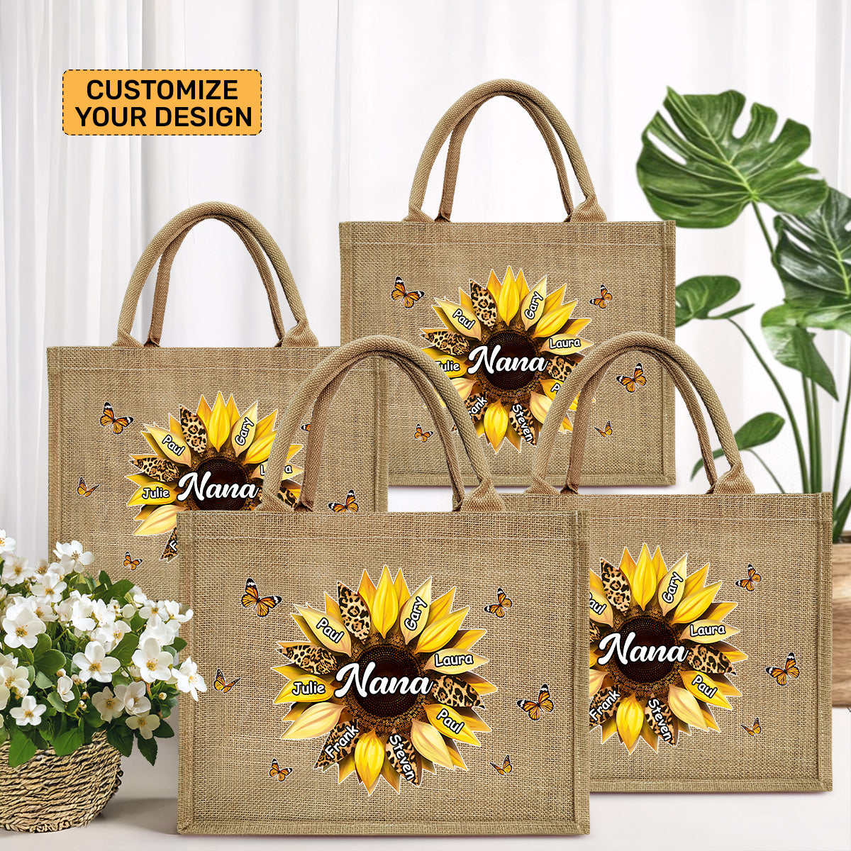 Blessed To Be Called Grandma - Personalized Jute Tote Bag