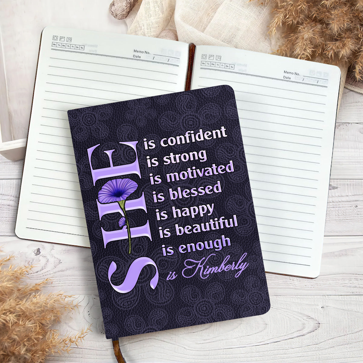 She Is - Personalized Leather Cover Notebook