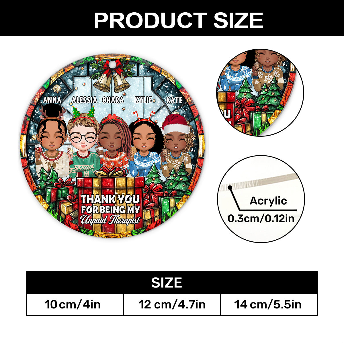 Thank You For Being My Unpaid Therapist - Personalized 1-Side Acrylic Ornament